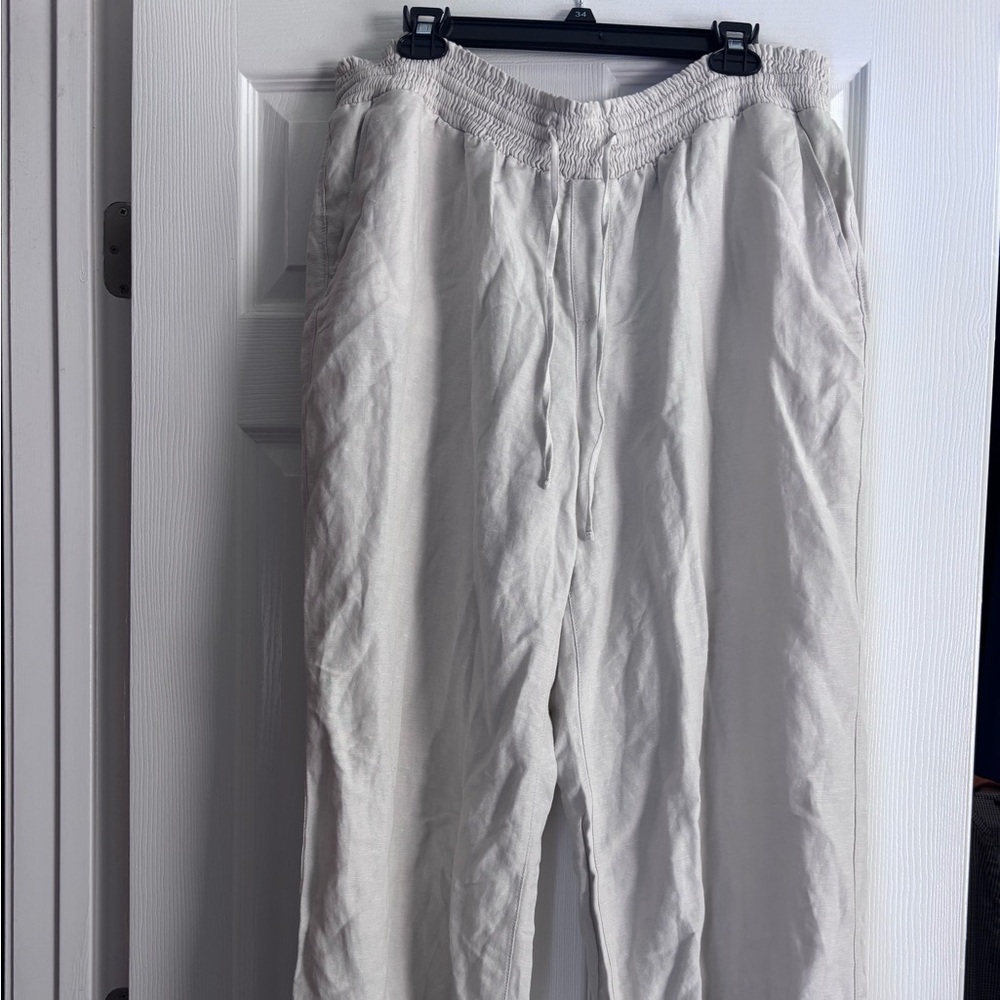 Lane Bryant Cream Wide Leg Drawstring Pants